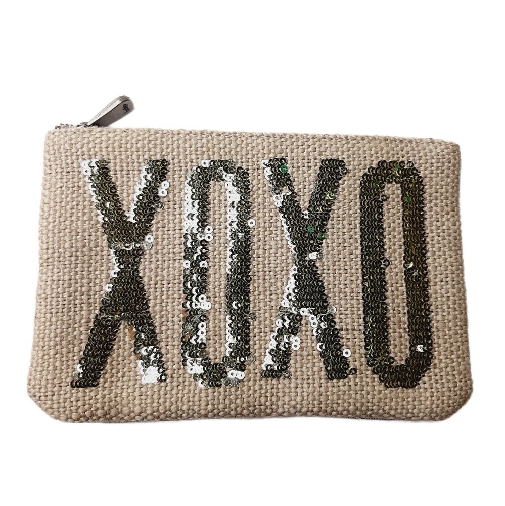 🍒4 for $20🍒 INDIGO XOXO Sequin Zip-Up Pouch Make-Up Bag